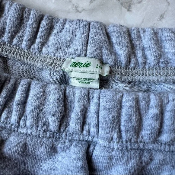 Aerie Everyday Lounge Shorts Heather Gray Raw Hem Size Large Comfy Casual - Picture 2 of 3